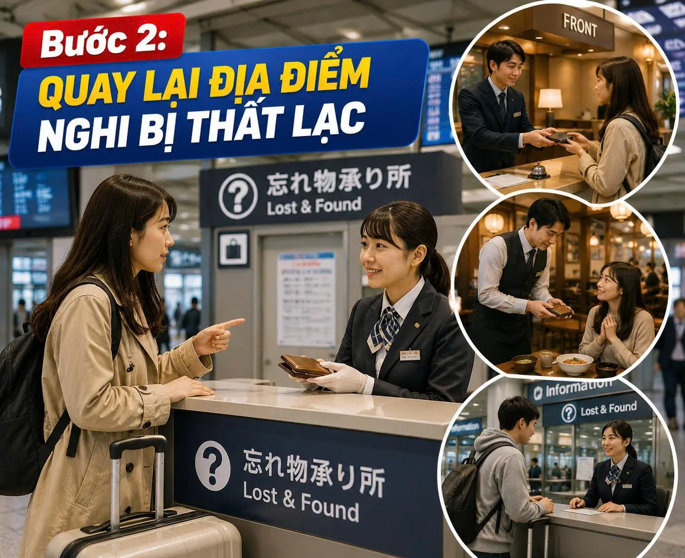 Bị mất đồ khi đi du lịch Nhật Bản - Quay lại địa điểm nghi bị thất lạc và các quầy lost&found