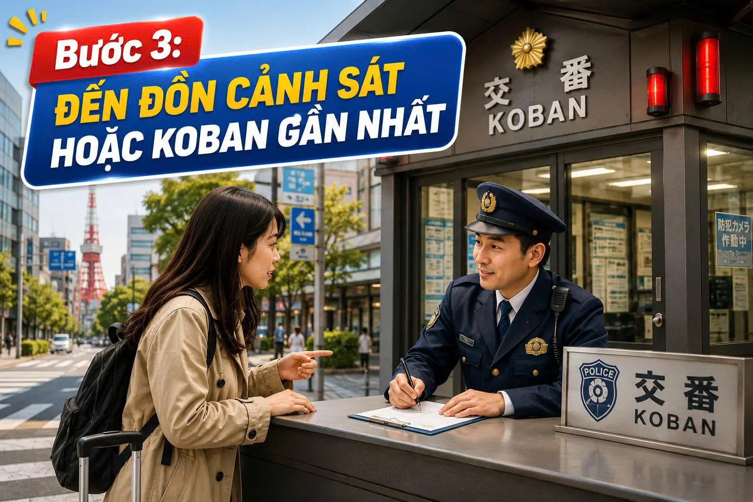 Bị mất đồ khi đi du lịch Nhật Bản: Đến đồn cảnh sát hoặc Koban gần nhất