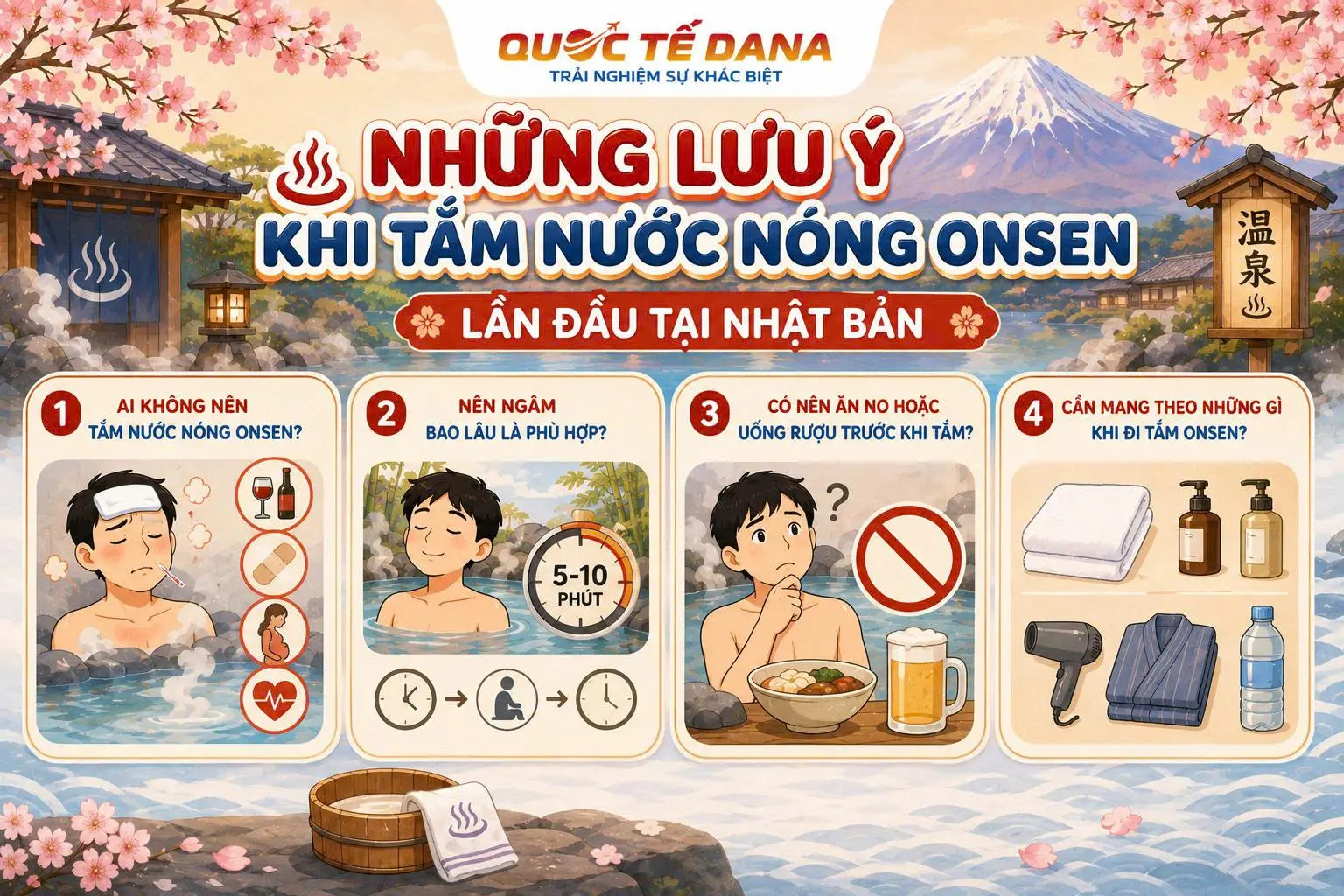 Những lưu ý khi tắm nước nóng onsen lần đầu tại Nhật Bản