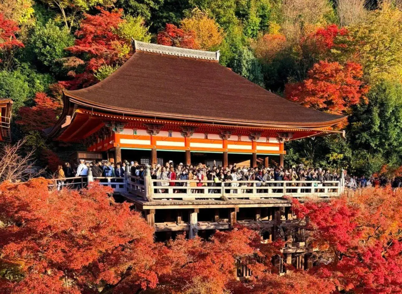TOP 10 ĐỊA ĐIỂM NGẮM LÀ VÀNG LÁ ĐỎ MÙA THU NHẬT BẢN_CHÙA THANH THUỶ KYOTO