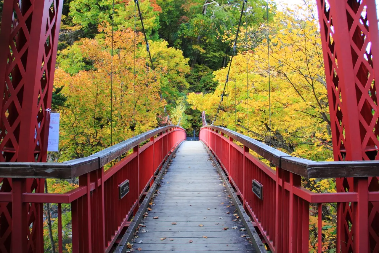 Check-in Futami Suspension Bridge Jozankei mùa thu